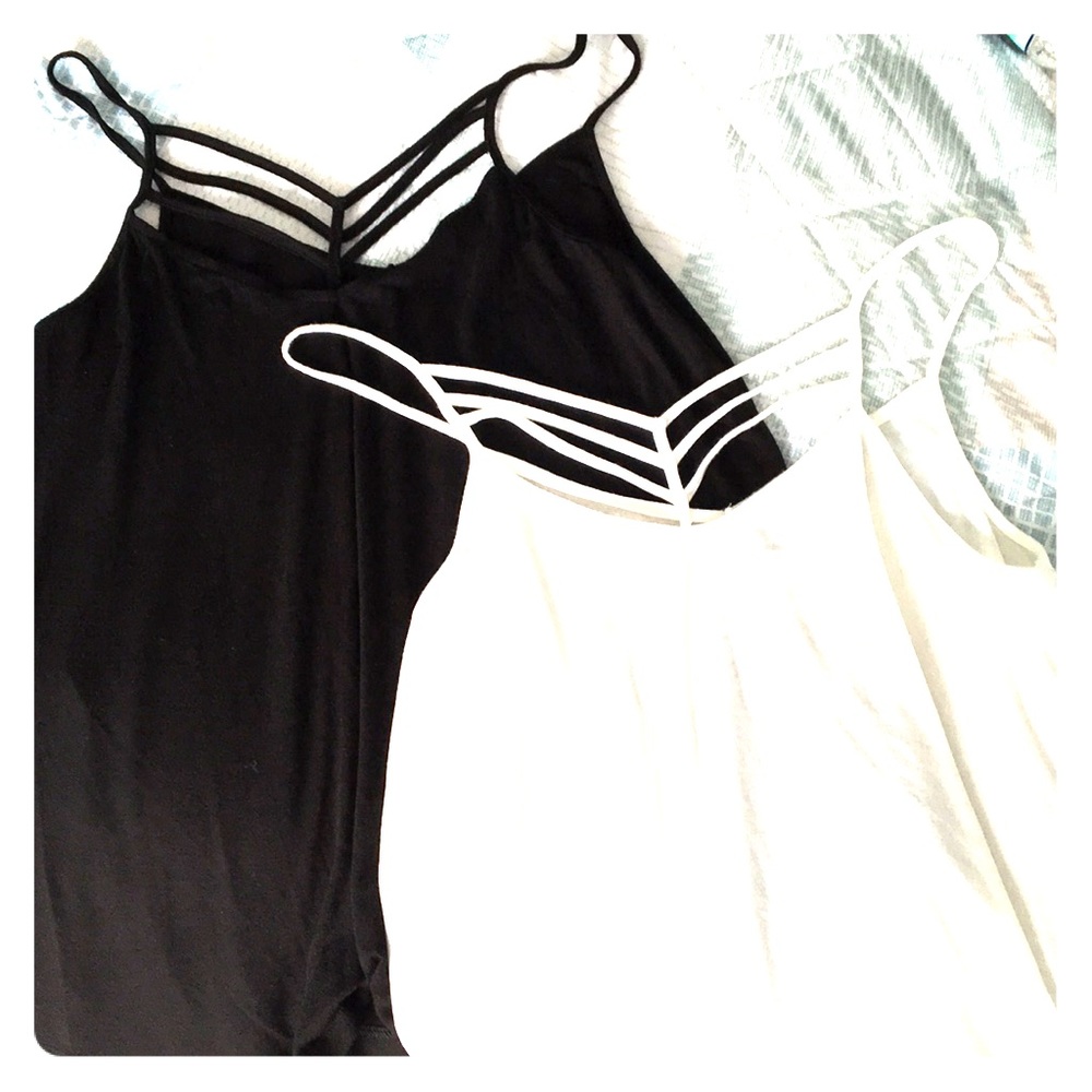 Black and white cross tank top